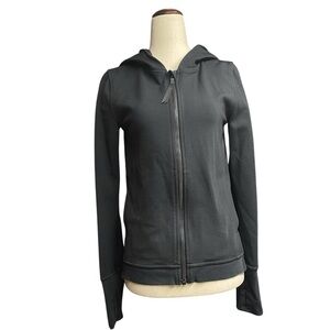 Lululemon Zip Up With Back Vent Black Hoodie Size 4 *Rare*